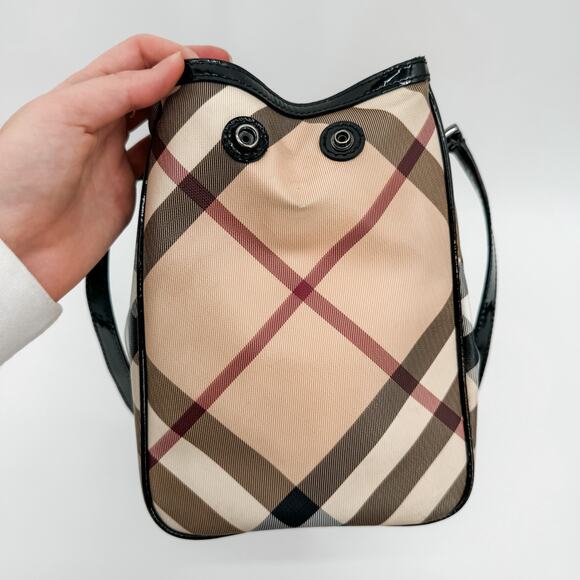 Burberry Bag Shoulder Tote Check Travel Nova Check Shopping Tan Beige Authentic - Picture 10 of 16